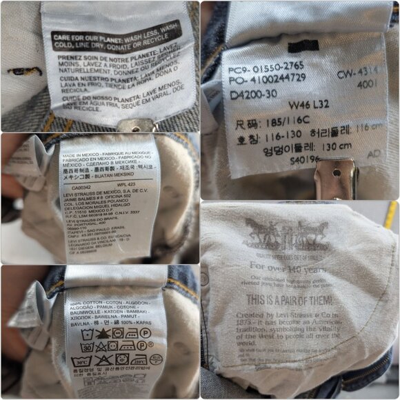 Levis 550 Relaxed Fit Jeans Mens Blue Dark Wash Cotton Denim Size 46x32 - Picture 7 of 12